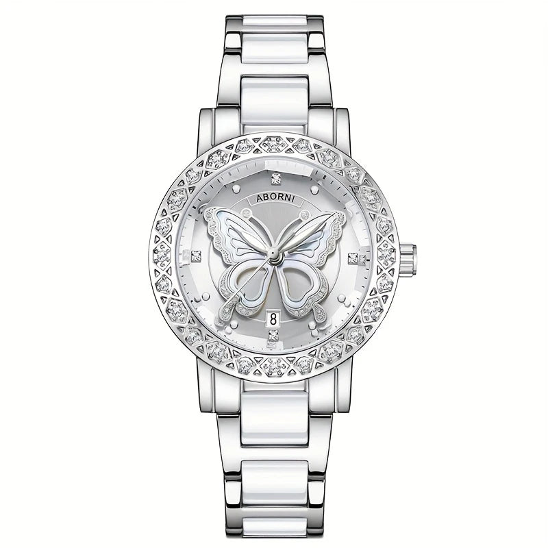 Montre papillon Lady Monarch en acier inoxydable