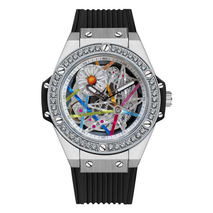 Montre à quartz tournesol diamantée